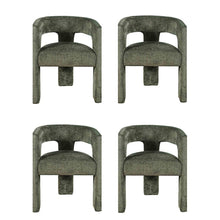 Jacquard Modern Accent Armchair, Sculptural Frame, Forest, Set of 4