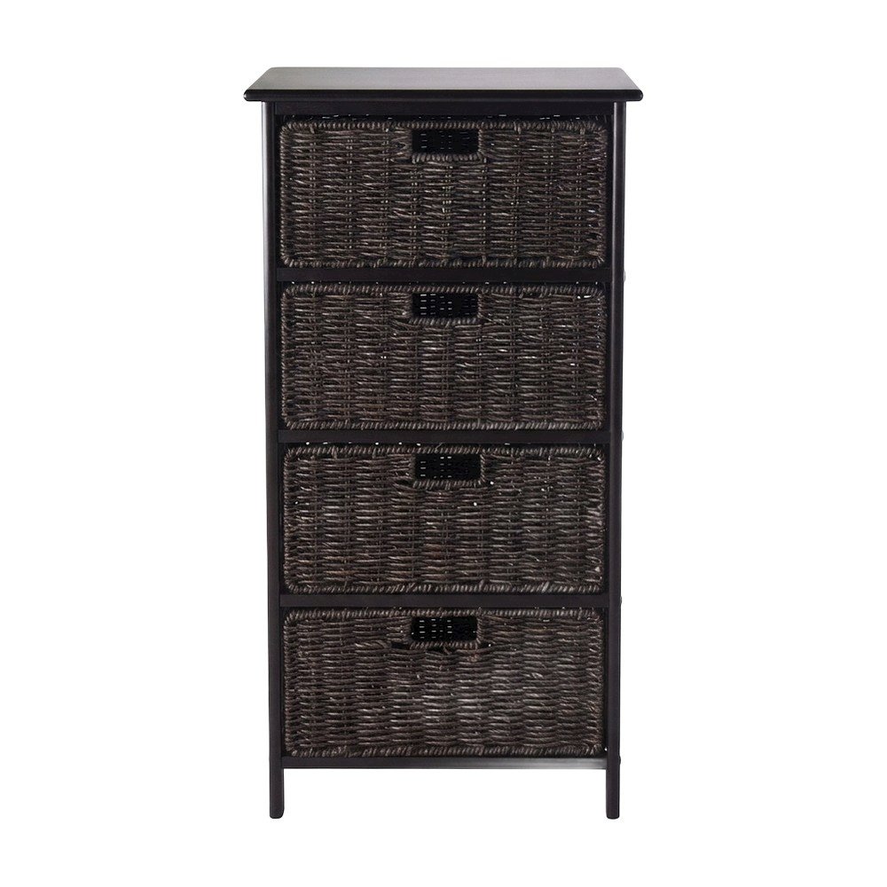 Tall Storage Rack, 4-Tier Shelf, Four Foldable Baskets, Cabinet