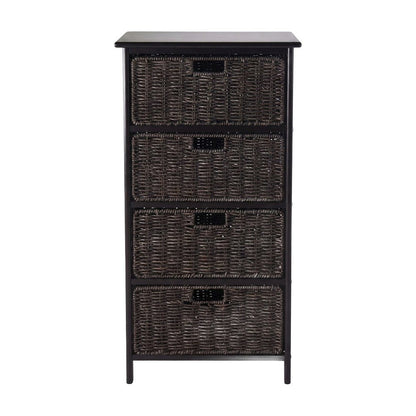 Tall Storage Rack, 4-Tier Shelf, Four Foldable Baskets, Cabinet