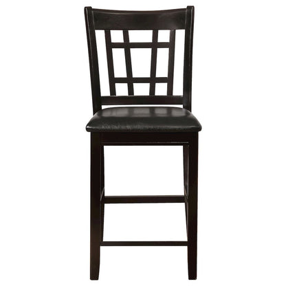 Counter Height Bar Stools Set of 2, Brown Leatherette & Wood Stools