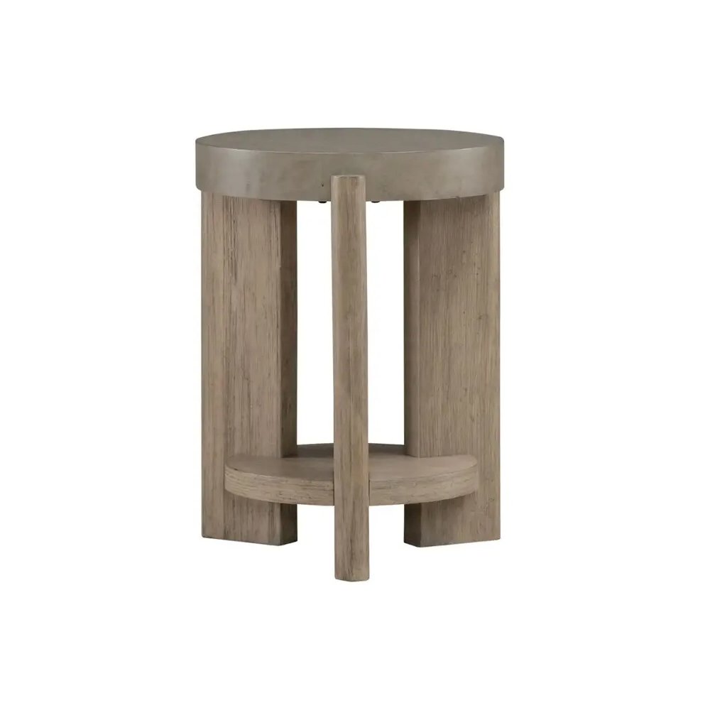 Affinity Chairside Table for Living Room - Dusty Taupe Faux Concrete Tops