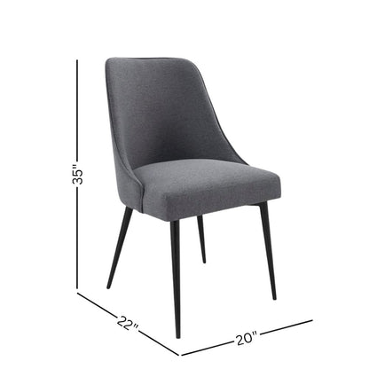 Charcoal Fabric Chairs Set of 2 – Mid Century Upholstered Dining Chairs