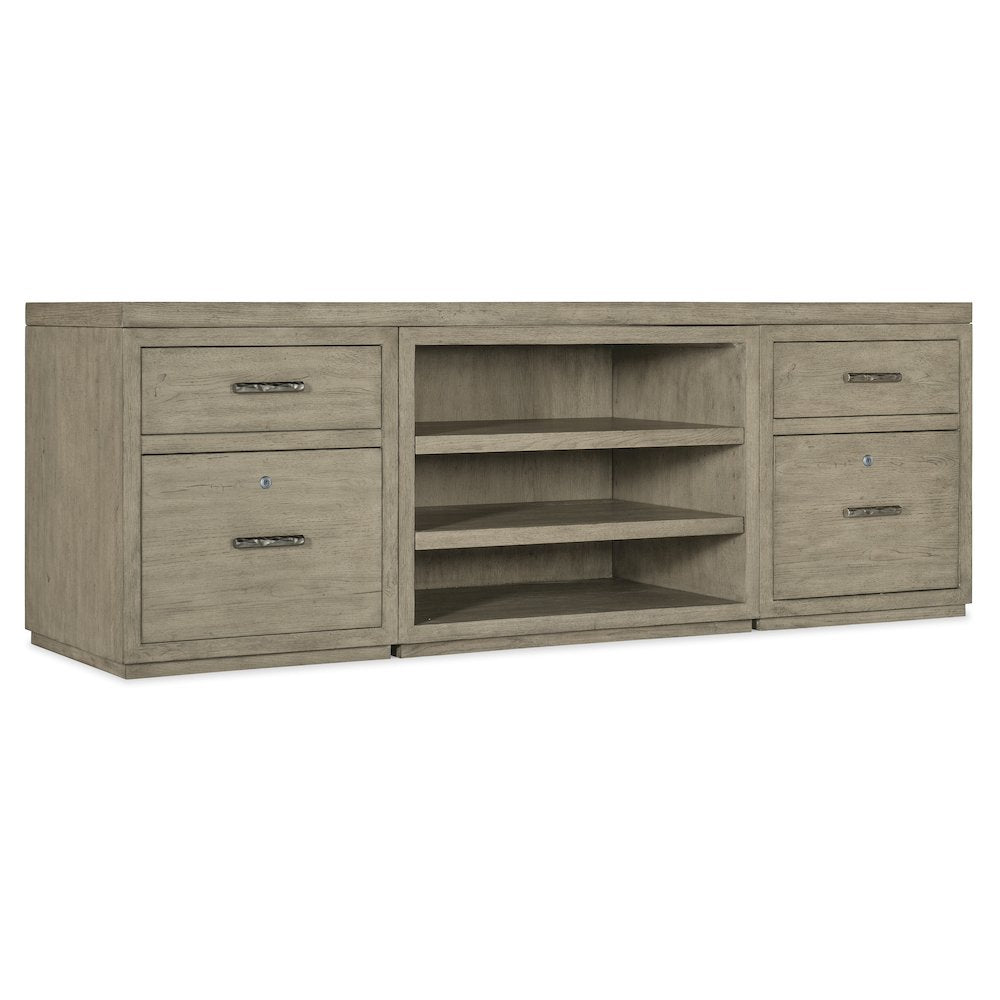 Linville Falls 84" Credenza with Two Files and Open Desk Cabinet