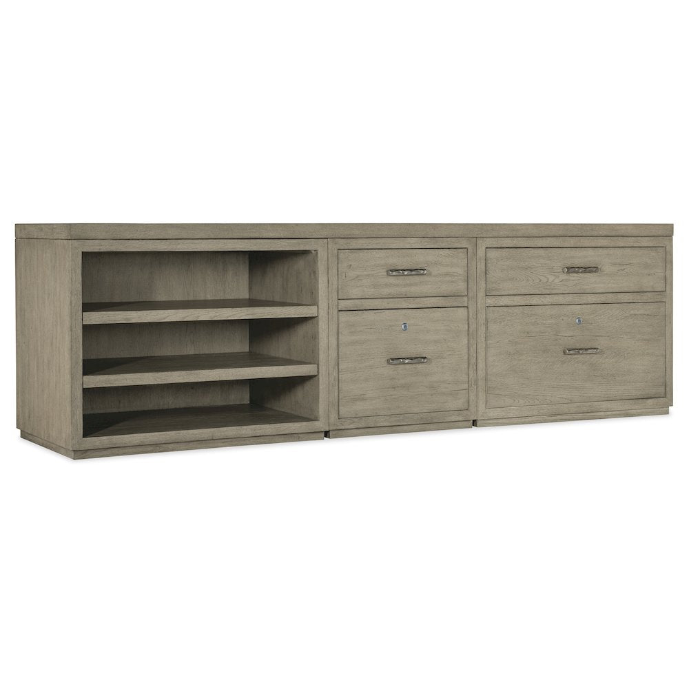 Linville Falls 96" Credenza with File, Lateral File and Open Desk Cabinet
