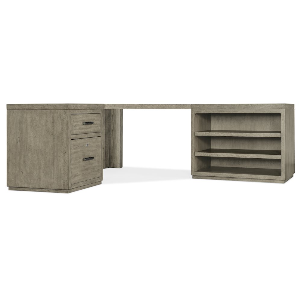 Linville Falls Corner Desk with File and Open Desk Cabinet
