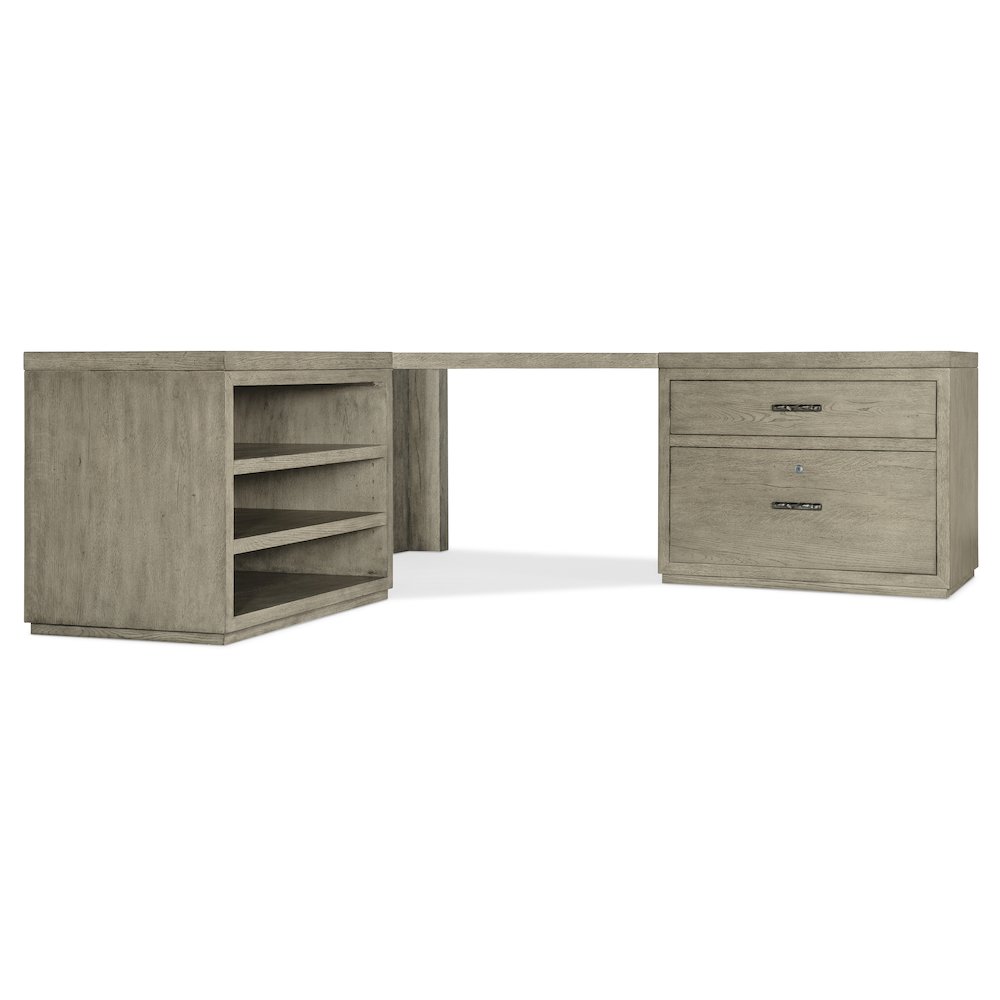 Linville Falls Corner Desk with Lateral File and Open Desk Cabinet