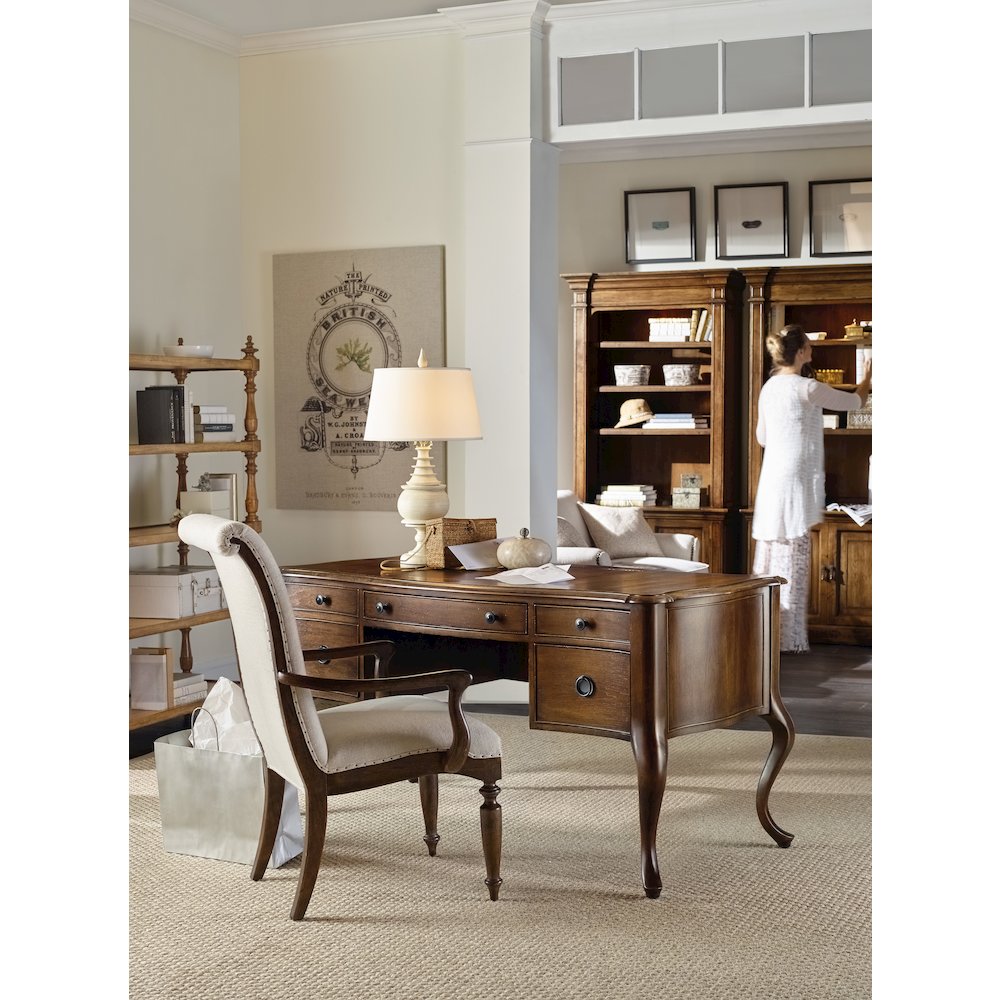 Hooker Furniture Archivist Upholstered Armless Dining Chair in Pecan