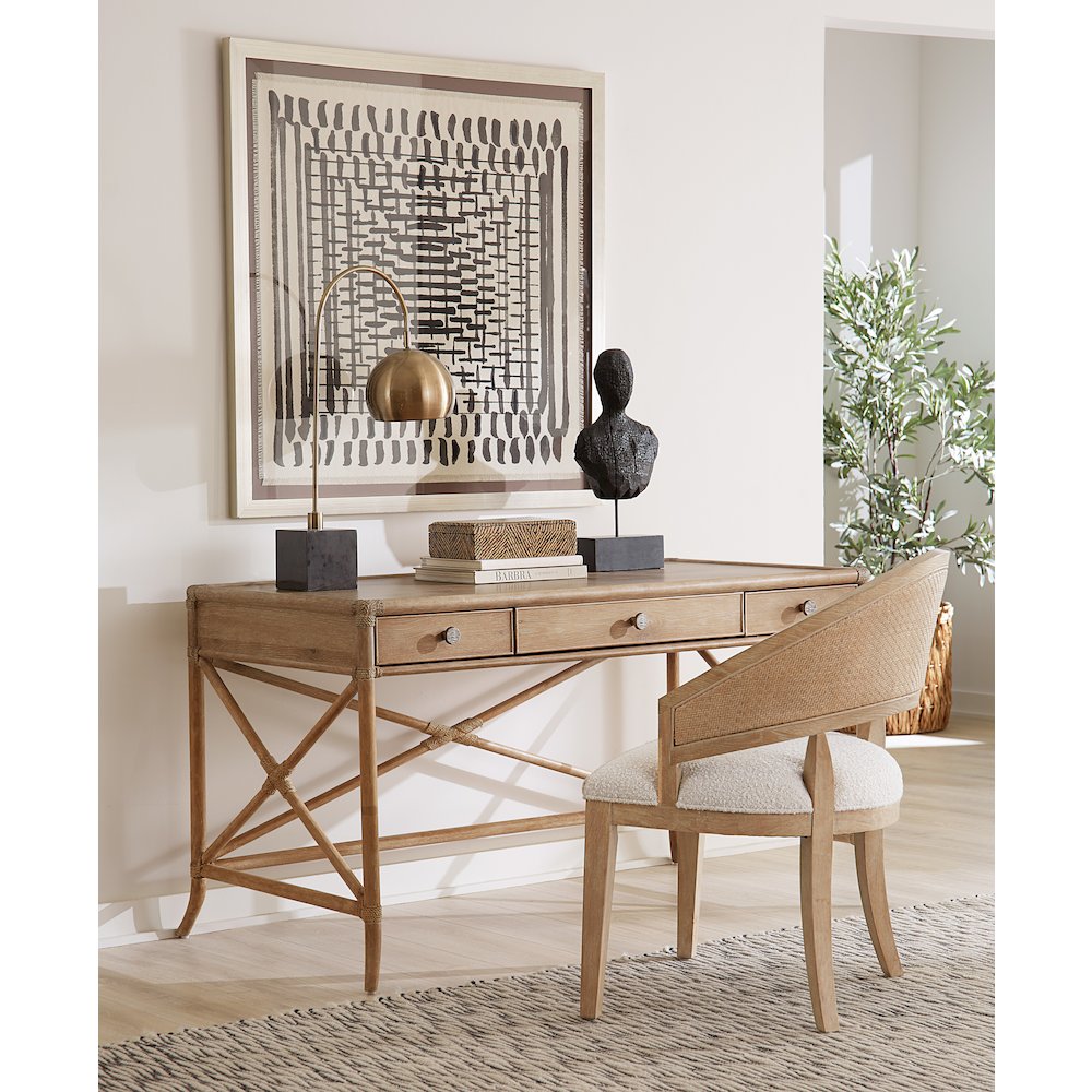 Retreat Cane Barrel Back Fabric Upholstered Chair in Beige by Hooker Furniture