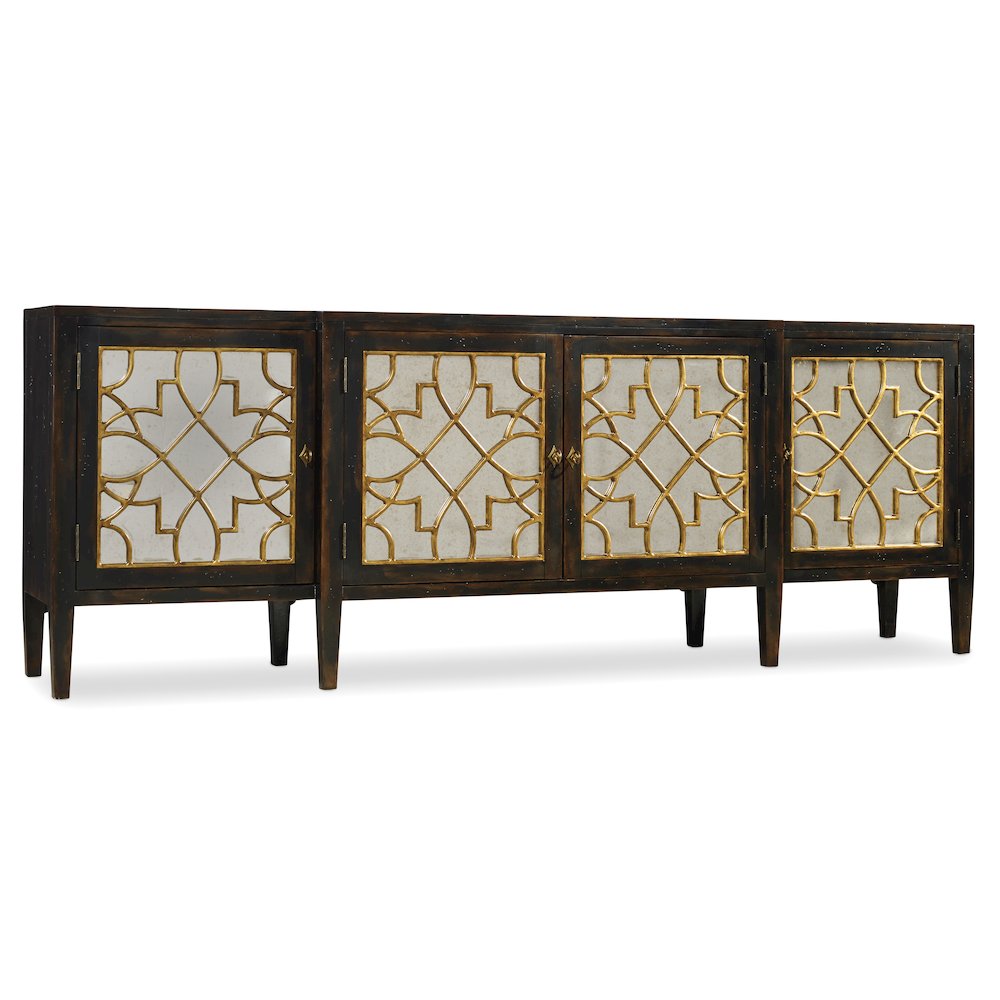 Sanctuary Four Door Mirrored Console- Ebony