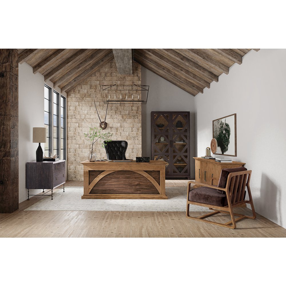 Hooker Furniture Big Sky Wood and Metal Executive Desk in Brown