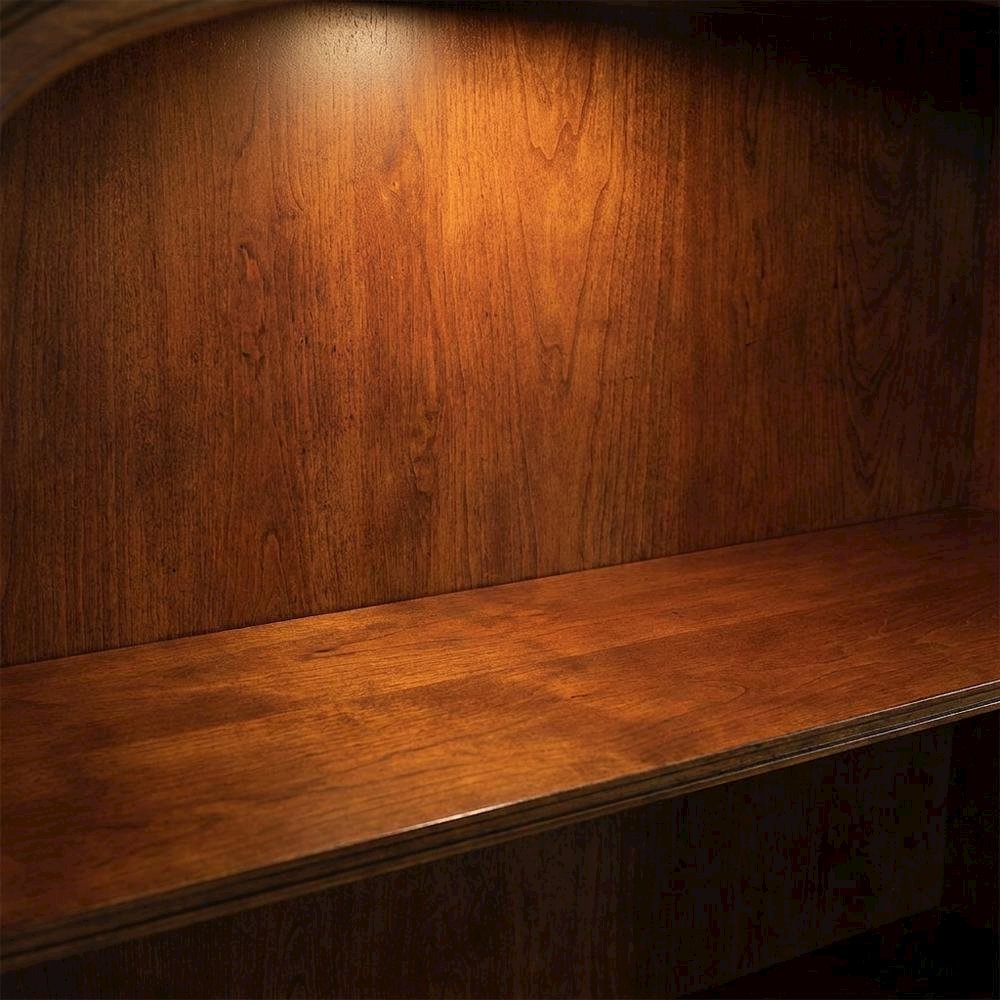Cherry Veneer Tall Open Bookshelf with Distressed Wood Shelves for Office, Brown