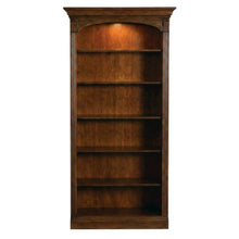 Cherry Veneer Tall Open Bookshelf with Distressed Wood Shelves for Office, Brown