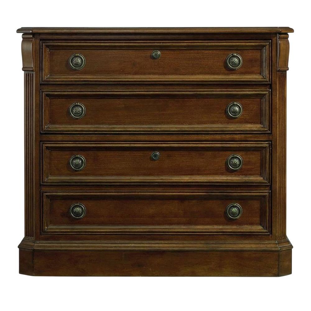 Cherry Veneer Lateral File Cabinet, Traditional, Brown