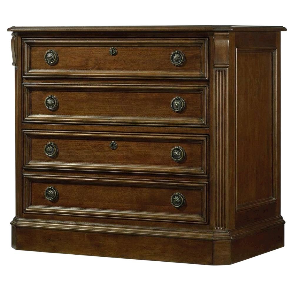 Cherry Veneer Lateral File Cabinet, Traditional, Brown