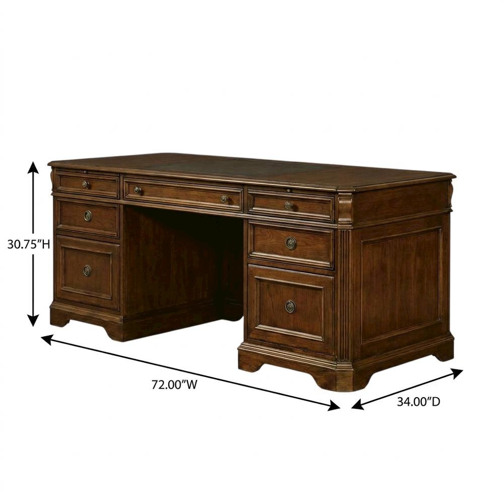Cherry Veneer Executive Desk, Brown