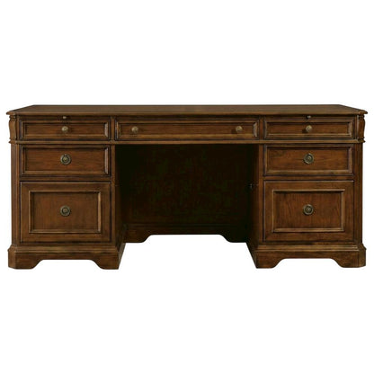 Cherry Veneer Executive Desk, Brown