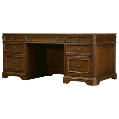 Cherry Veneer Executive Desk, Brown