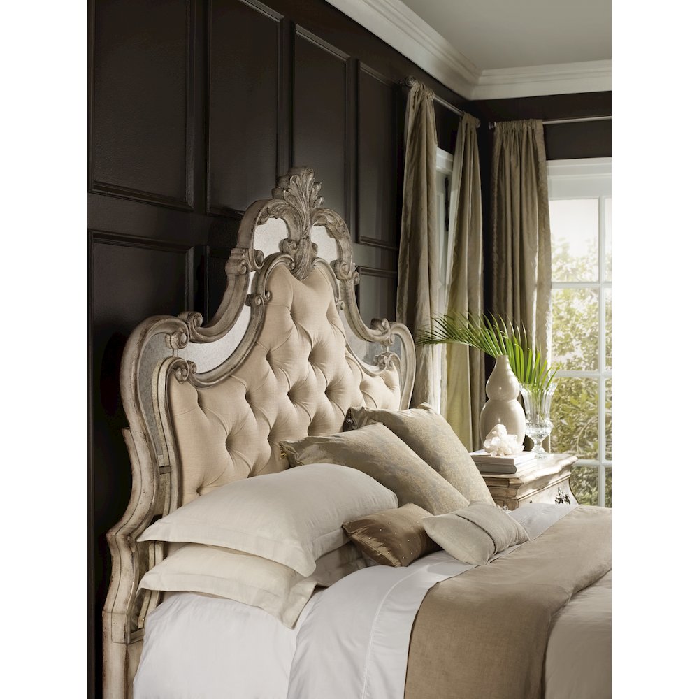 Hooker Furniture Sanctuary Upholstered King Bed in Silver