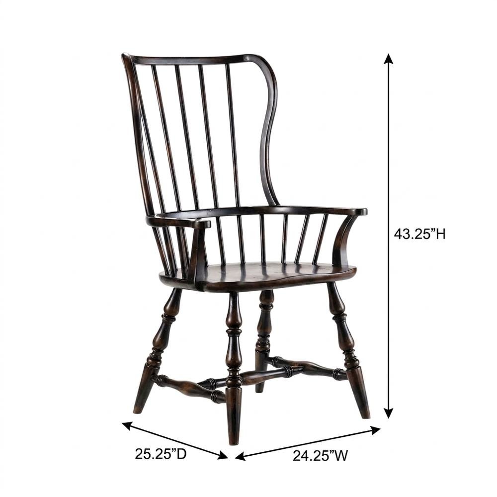 Wood-Frame Spindle Arm Chair for Kitchen and Dining Room, Black