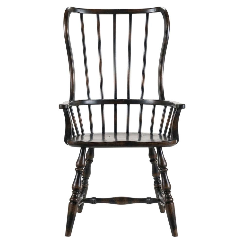 Wood-Frame Spindle Arm Chair for Kitchen and Dining Room, Black