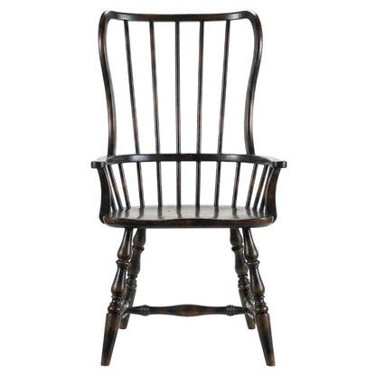 Wood-Frame Spindle Arm Chair for Kitchen and Dining Room, Black