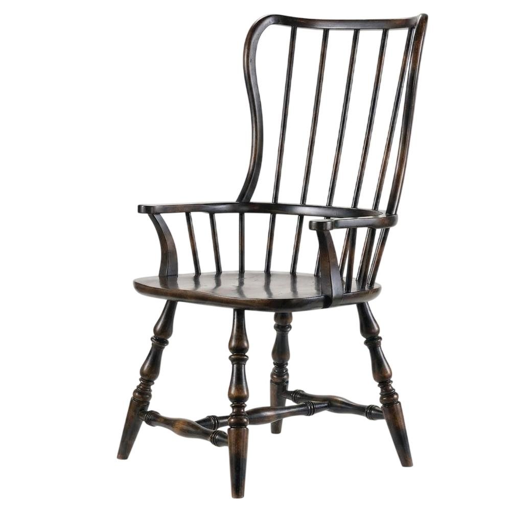 Wood-Frame Spindle Arm Chair for Kitchen and Dining Room, Black