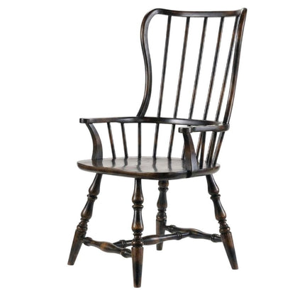 Wood-Frame Spindle Arm Chair for Kitchen and Dining Room, Black