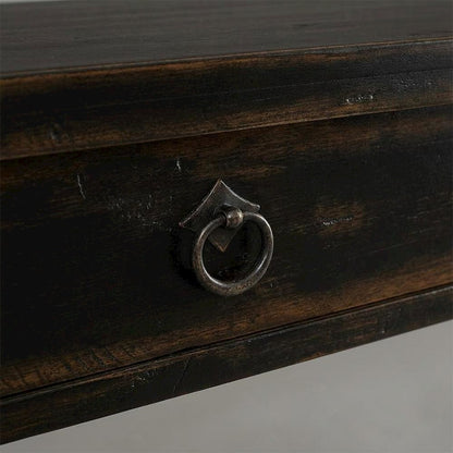 Oak Veneer Console Table with Four Drawers, Narrow Entryway Table, Black