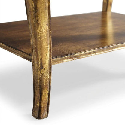 Birch Veneer Nightstand, Gold
