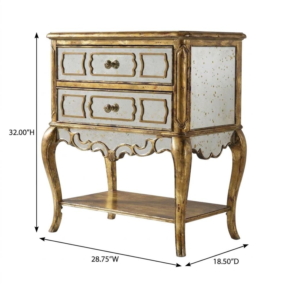 Birch Veneer Nightstand, Gold