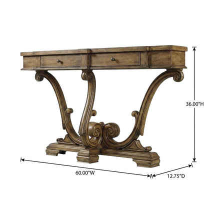 Primavera Maple Veneer Console Table, Narrow Entryway Table Sofa Table, Brown