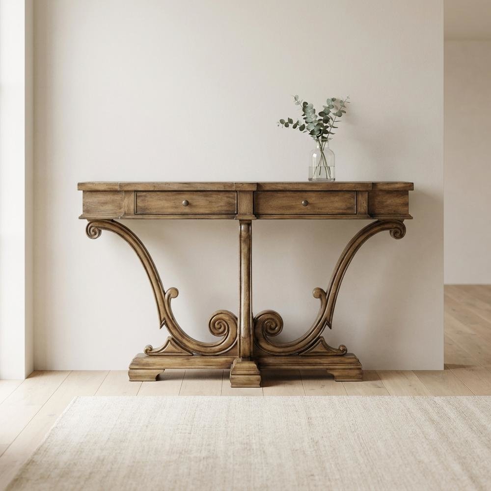 Primavera Maple Veneer Console Table, Narrow Entryway Table Sofa Table, Brown