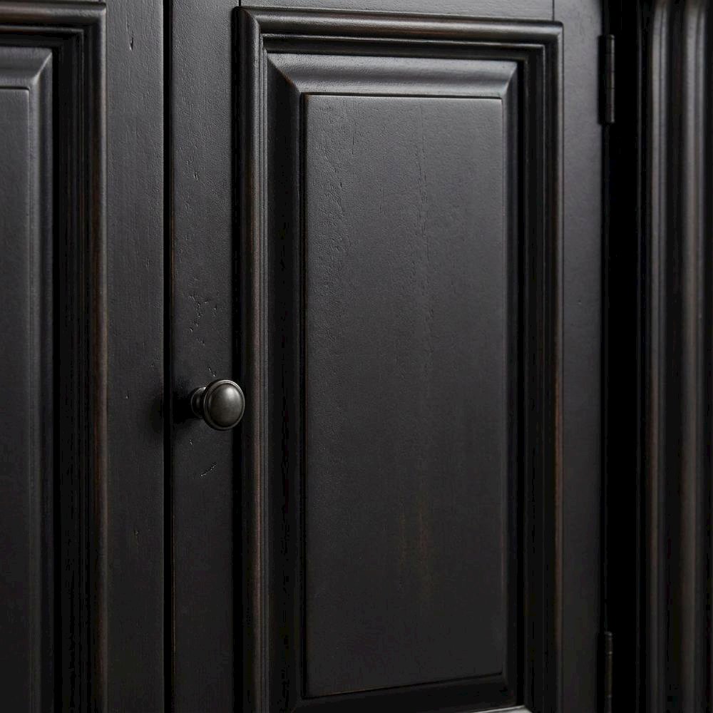 Cherry Veneer Tall Bookcase with Open Shelves, Black