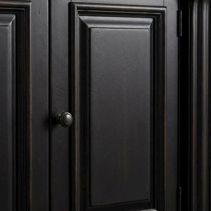 Cherry Veneer Tall Bookcase with Open Shelves, Black