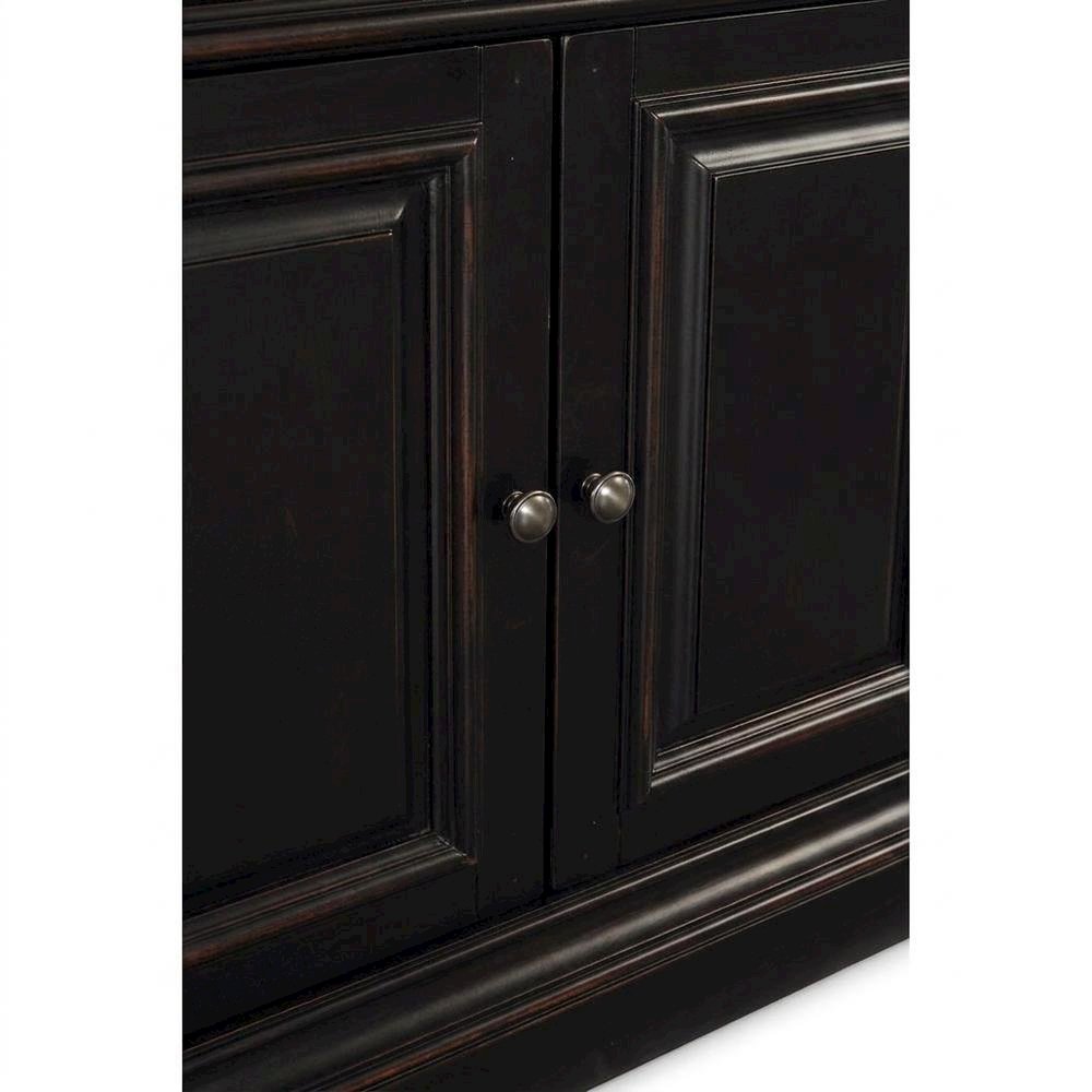 Cherry Veneer Tall Bookcase with Open Shelves, Black