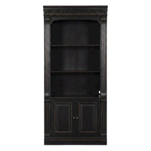 Cherry Veneer Tall Bookcase with Open Shelves, Black