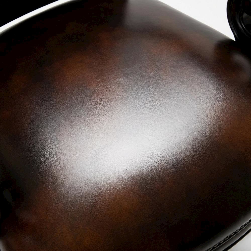 Leather High-Back Executive Office Chair with Nailhead Trim and Swivel, Black