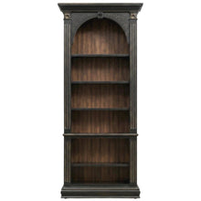 Wood Veneer Tall Bookcase with Display Shelves for Office and Living Room, Black