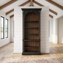 Wood Veneer Tall Bookcase with Display Shelves for Office and Living Room, Black