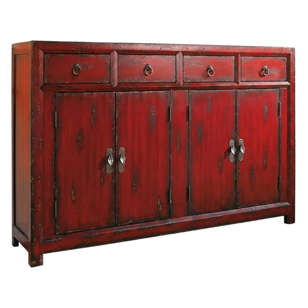 Wood Veneer Entertainment Center, Red