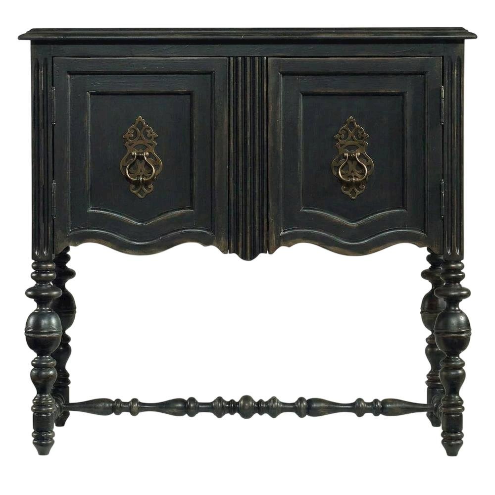 Birch Veneer Storage Chest with Distressed-Finish Detail for Entryway, Black