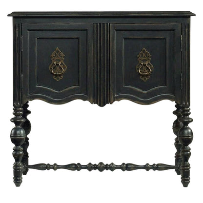 Birch Veneer Storage Chest with Distressed-Finish Detail for Entryway, Black
