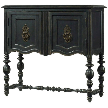 Birch Veneer Storage Chest with Distressed-Finish Detail for Entryway, Black