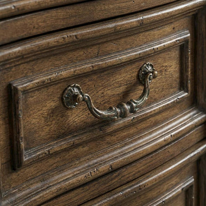 Pecan Veneer Wide Dresser, Traditional Rustic Finish with Storage, Brown