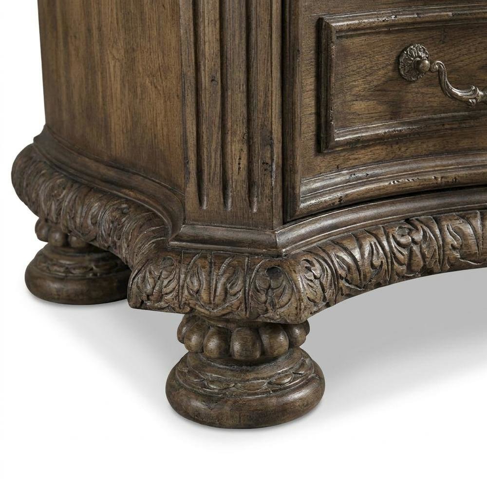 Pecan Veneer Wide Dresser, Traditional Rustic Finish with Storage, Brown