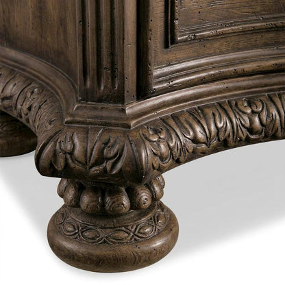 Pecan Veneer Wood Nightstand with Drawers, Rustic Walnut Bedside Table, Brown