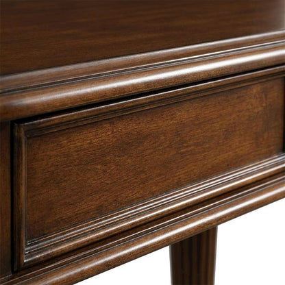 Cherry Veneer Writing Desk with 3 Drawers, Distressed-Finish, Brown