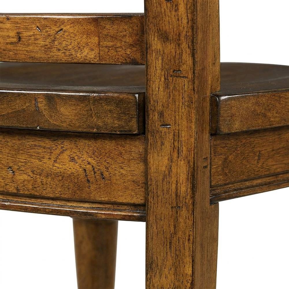 Alder Veneer Ladderback Wooden Dining Chair with Distressed Finish, Brown