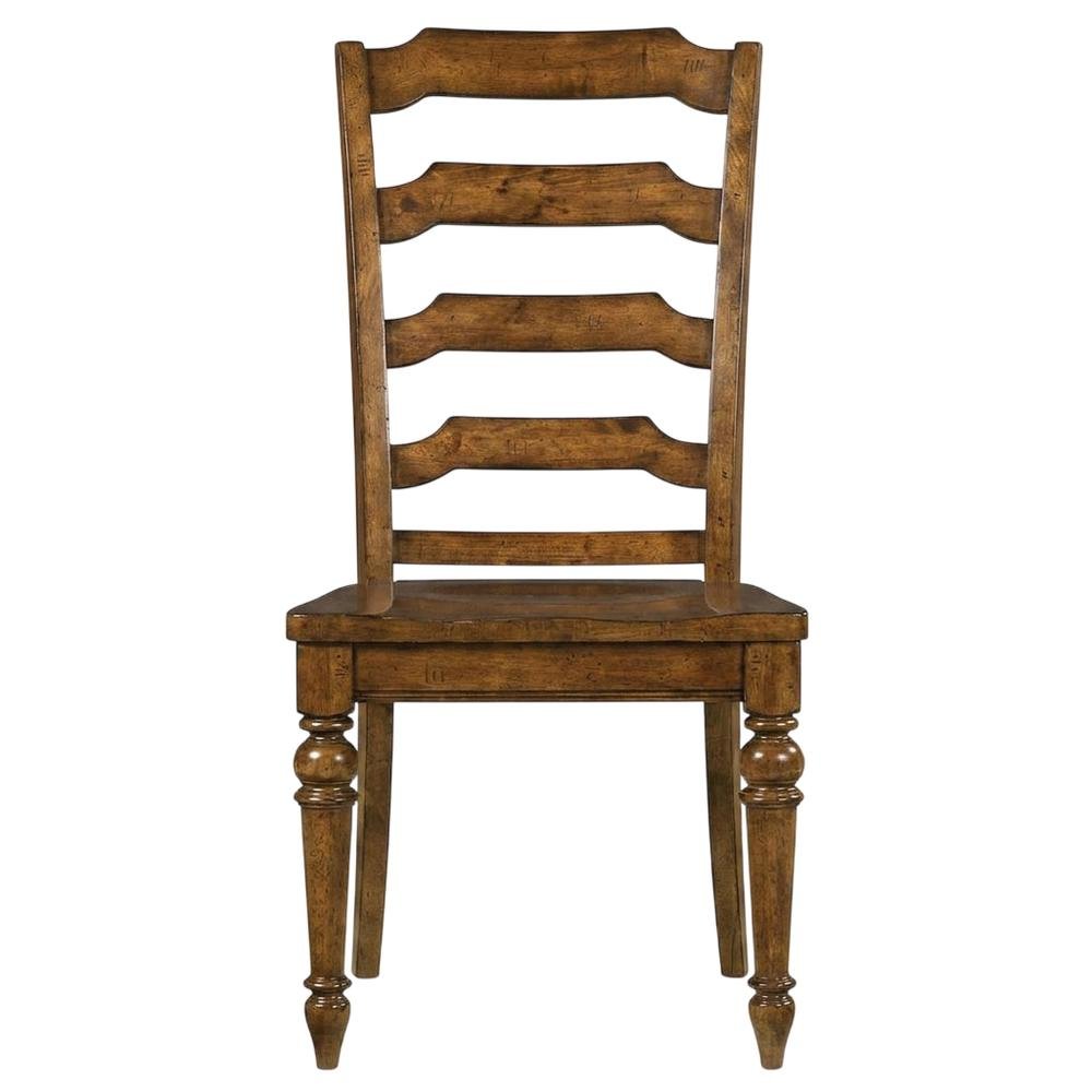 Alder Veneer Ladderback Wooden Dining Chair with Distressed Finish, Brown