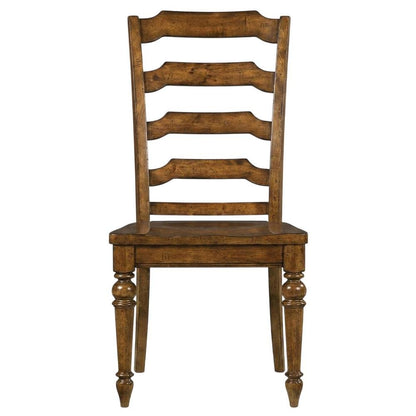 Alder Veneer Ladderback Wooden Dining Chair with Distressed Finish, Brown